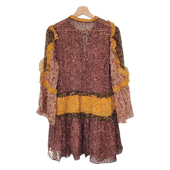 Ulla Johnson Essie Dress Tropical Print Silk Long Sleeve Mini Dress Size 2 - Picture 3 of 12